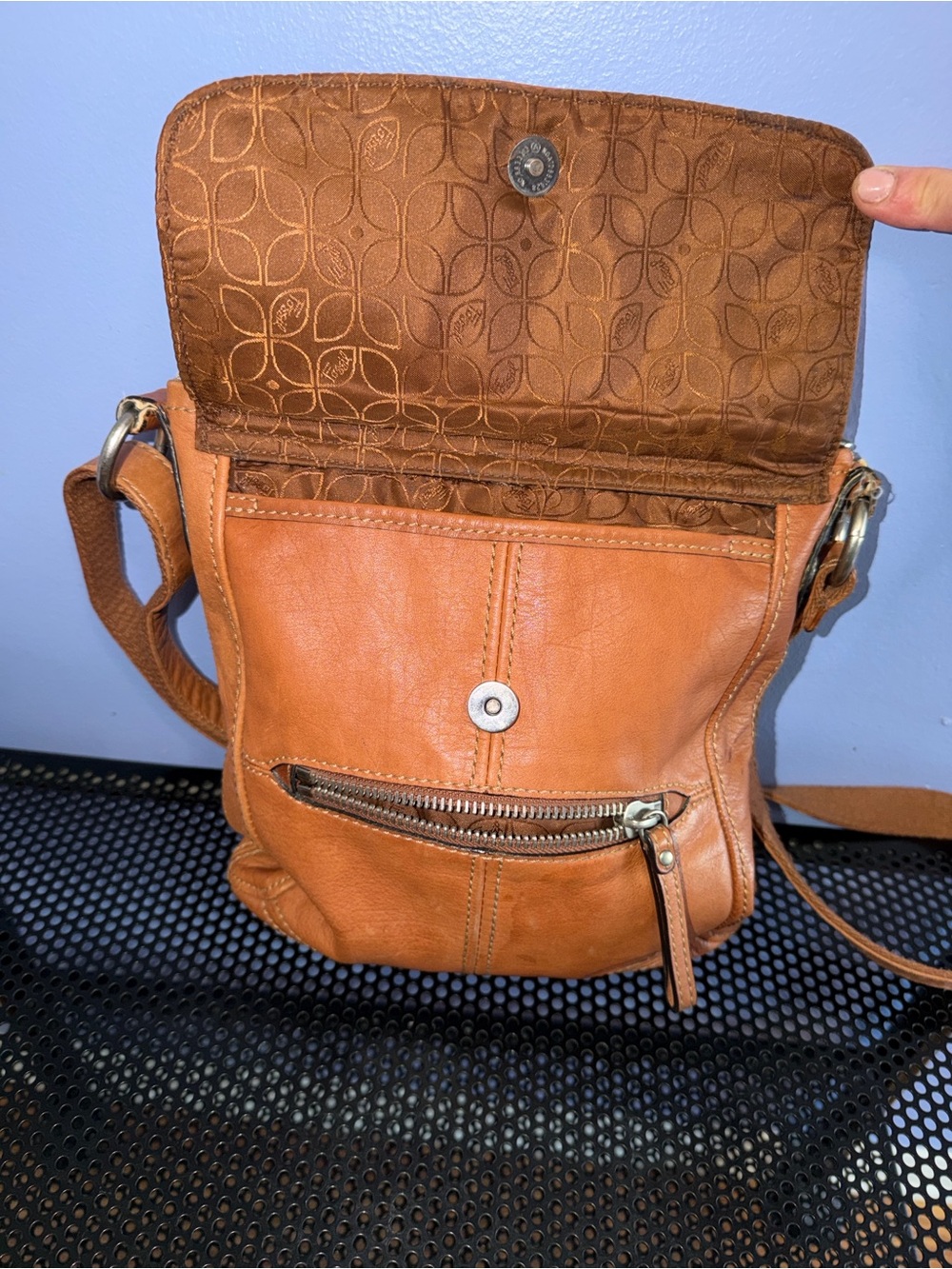 Fossil Tan Leather Crossbody Shoulder Bag
